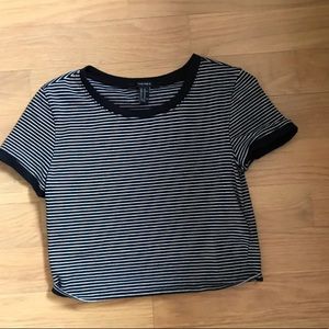 Black & White Striped Crop Top